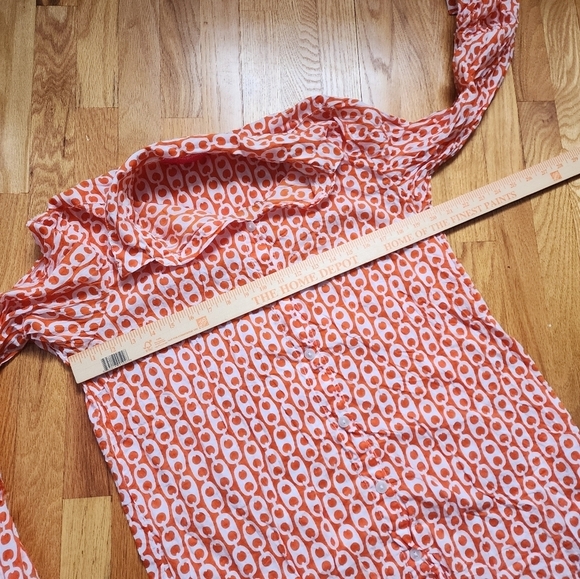 Mary Marshmallow long sleeve button geometric  Orange and White sizexl beach - Picture 9 of 9